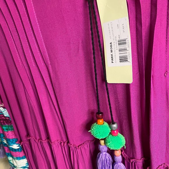 Modams Boutique Fuchsia Pompom Sun Dress  (US size L) - Picture 3 of 6